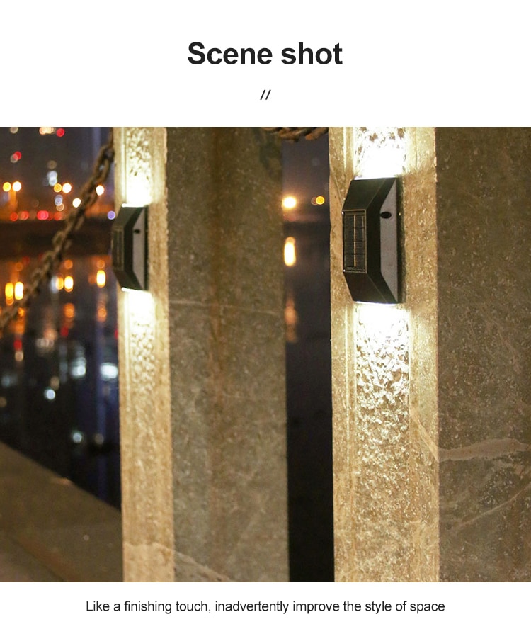 6 LED Outdoor Solar Wall Lamp Waterproof Sunlight Garden Decorative Street Lights Solar Powered Lantern Wall Light Decor Lamp