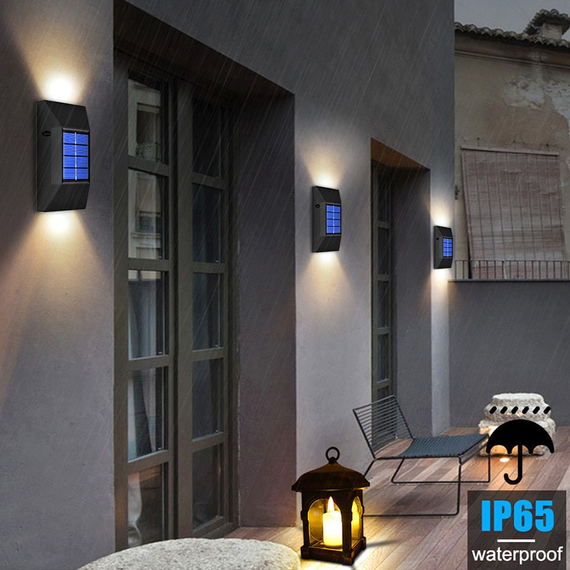 2-4pcs Outdoor LED Solar Light Solar Garden Waterproof Wall Lamp Light Up And Down Garden Decorative Street Lamps