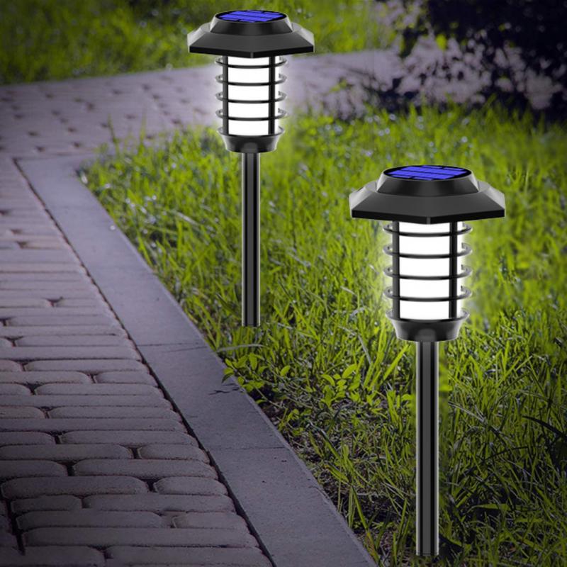 2Pcs Outdoor Solar Flame Lights Waterproof Bright White Lights Torch Lamp Waterproof Garden Lawn lamp for Christmas Garden Patio