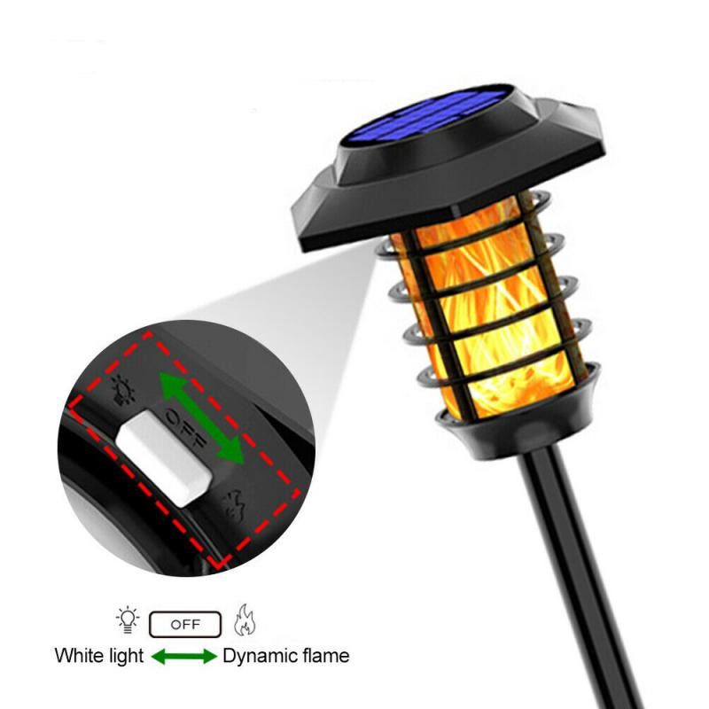 2in1 48 LED Solar Flame Torch Lamp Flickering Flame Garden Lamp Solar Light Flame Waterproof Lamp Courtyard Lawn Spotlight