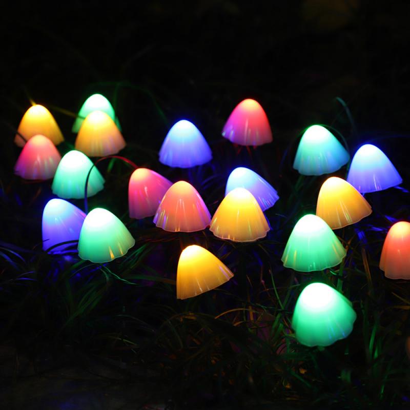 Solar Led Light Outdoor Garlands for year Mushroom Garden Decoration Lights Christmas Festival Light Solar Cell Fairy Lights