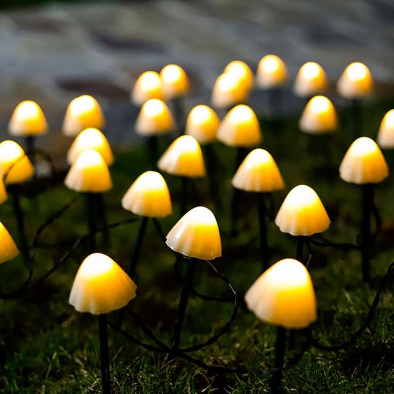 Solar Led Light Outdoor Garlands for year Mushroom Garden Decoration Lights Christmas Festival Light Solar Cell Fairy Lights
