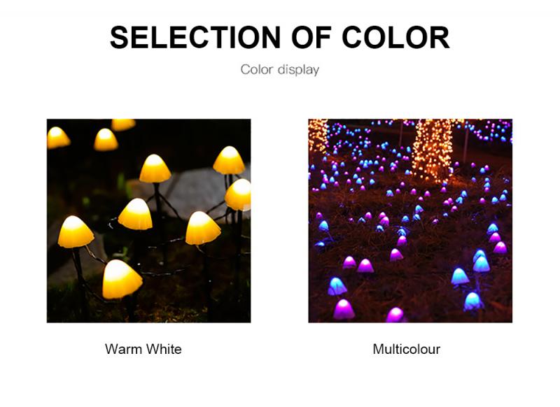 Solar Led Light Outdoor Garlands for year Mushroom Garden Decoration Lights Christmas Festival Light Solar Cell Fairy Lights