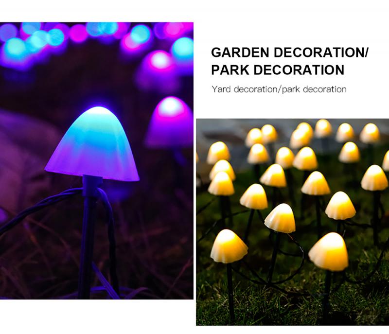 Solar Led Light Outdoor Garlands for year Mushroom Garden Decoration Lights Christmas Festival Light Solar Cell Fairy Lights