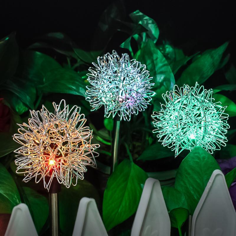 LED Solar Firework Lights Dandelion Ground Lawn Light Outdoor Waterproof Fairy Garland Led Flood Light Garden Christmas Decor