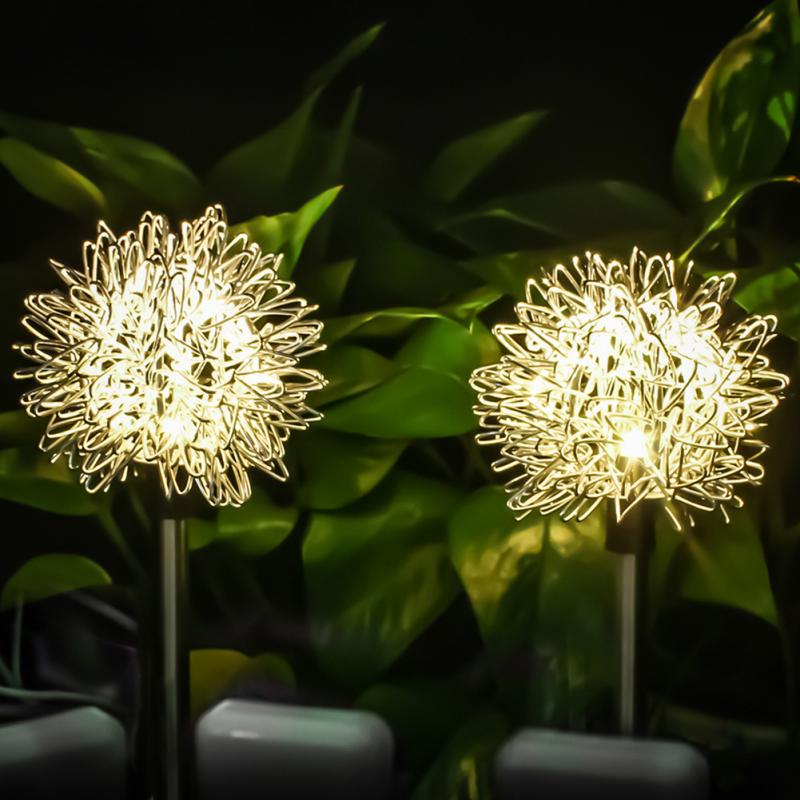 LED Solar Firework Lights Dandelion Ground Lawn Light Outdoor Waterproof Fairy Garland Led Flood Light Garden Christmas Decor