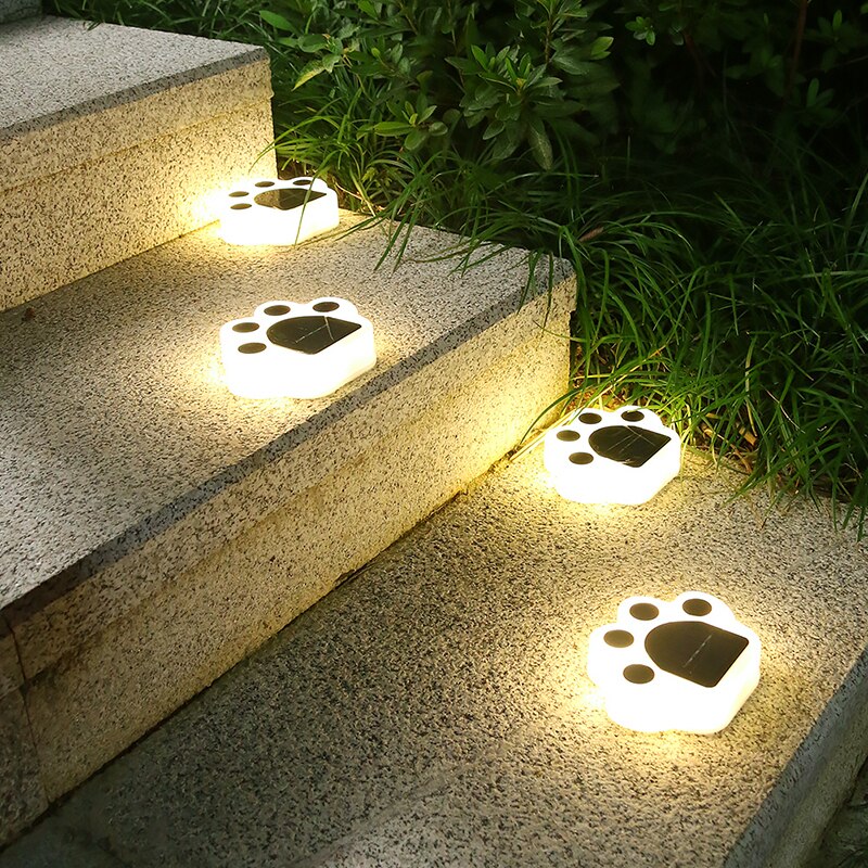 Solar Powered LED Lights Bear Paw Lawn Ornament Waterproof Lamp Christmas Light Outdoor Solar Garden Lamps for Home Party Garden