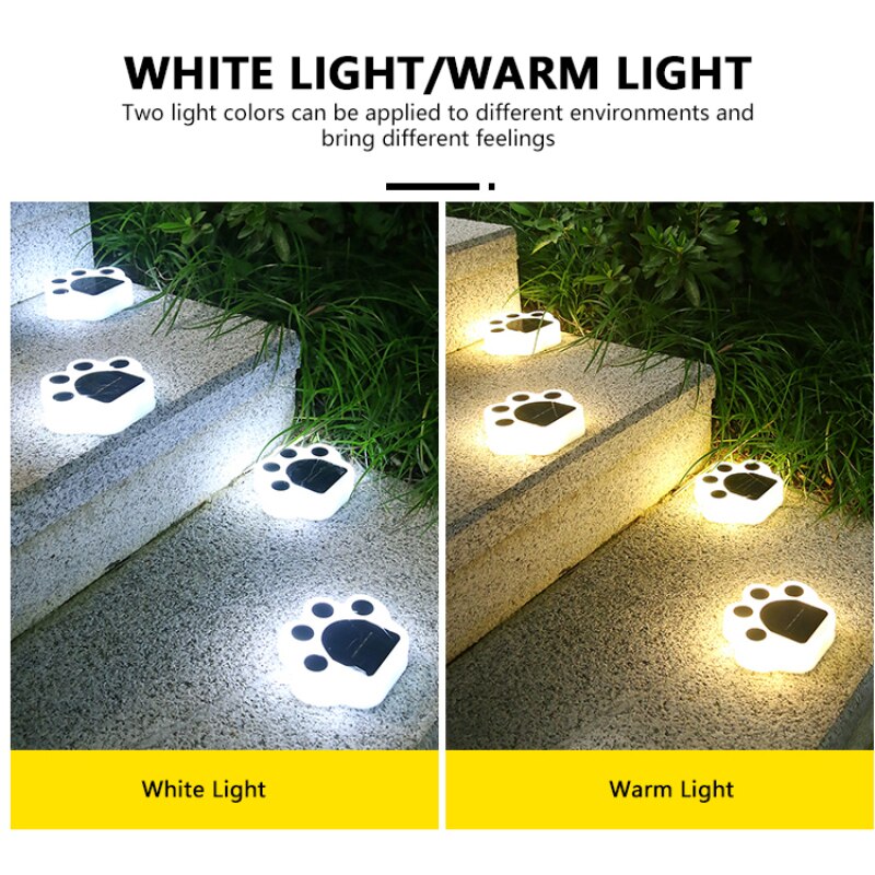 Solar Powered LED Lights Bear Paw Lawn Ornament Waterproof Lamp Christmas Light Outdoor Solar Garden Lamps for Home Party Garden