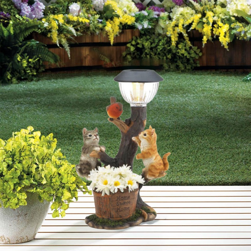 Solar Garden Decor Lamp Lawn lamp Garden Decor Resin Ornament with LED Light Solar Power Animal Pixie Ornament Lights Home Decor