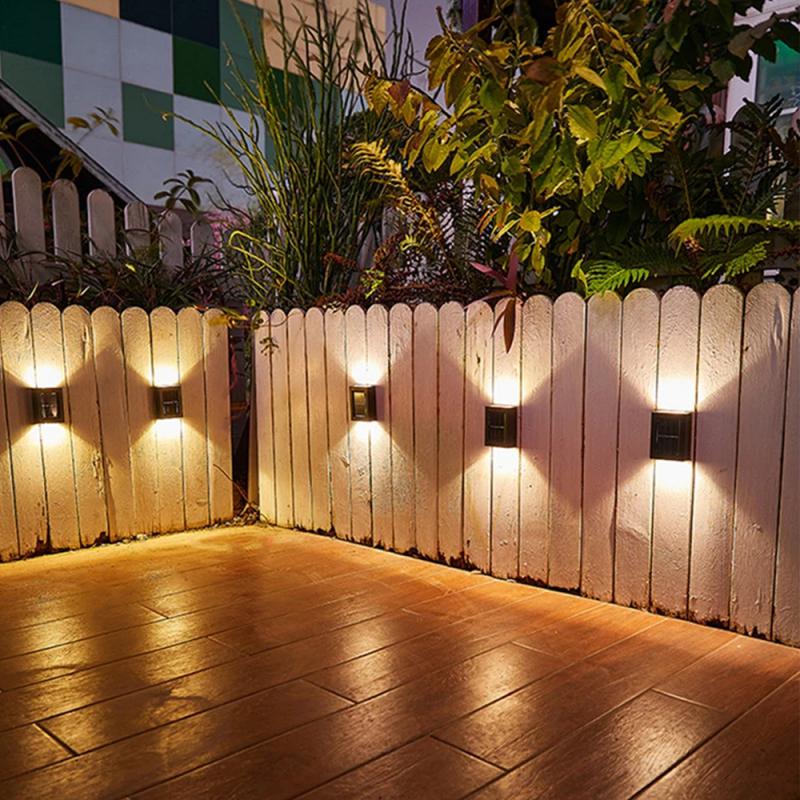 2-4pcs Outdoor LED Solar Light Solar Garden Waterproof Wall Lamp Light Up And Down Garden Decorative Street Lamps