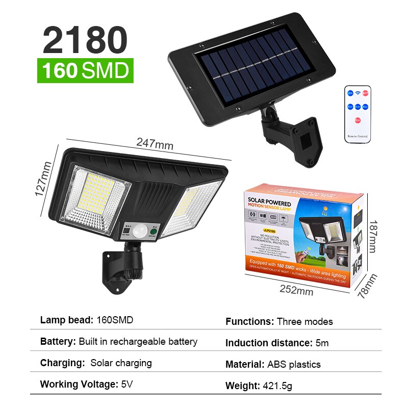 2Pc Solar Street Lights Outdoor Solar Lights with 3 Modes Waterproof Motion Sensor Security Lighting for Garden Patio Path yard