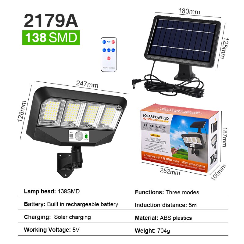2Pc Solar Street Lights Outdoor Solar Lights with 3 Modes Waterproof Motion Sensor Security Lighting for Garden Patio Path yard