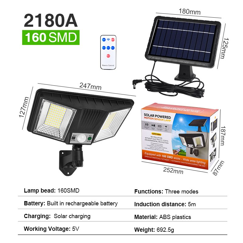 2Pc Solar Street Lights Outdoor Solar Lights with 3 Modes Waterproof Motion Sensor Security Lighting for Garden Patio Path yard