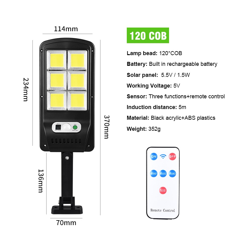 LED Solar Light Power Motion Sensor Garden Wall Lamp Waterproof Solar Lamp Outdoor Remote Sensor Wall Light Street Lamp
