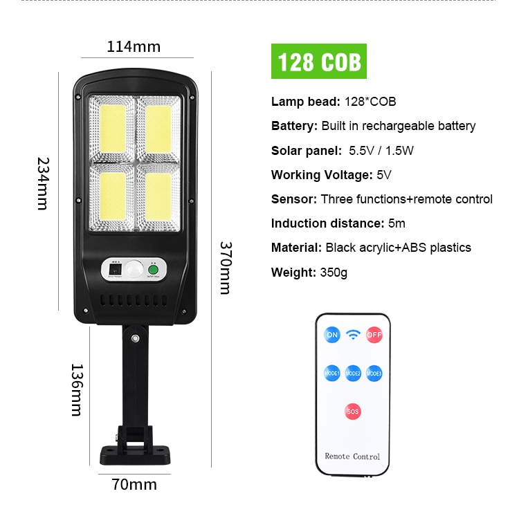 LED Solar Light Power Motion Sensor Garden Wall Lamp Waterproof Solar Lamp Outdoor Remote Sensor Wall Light Street Lamp