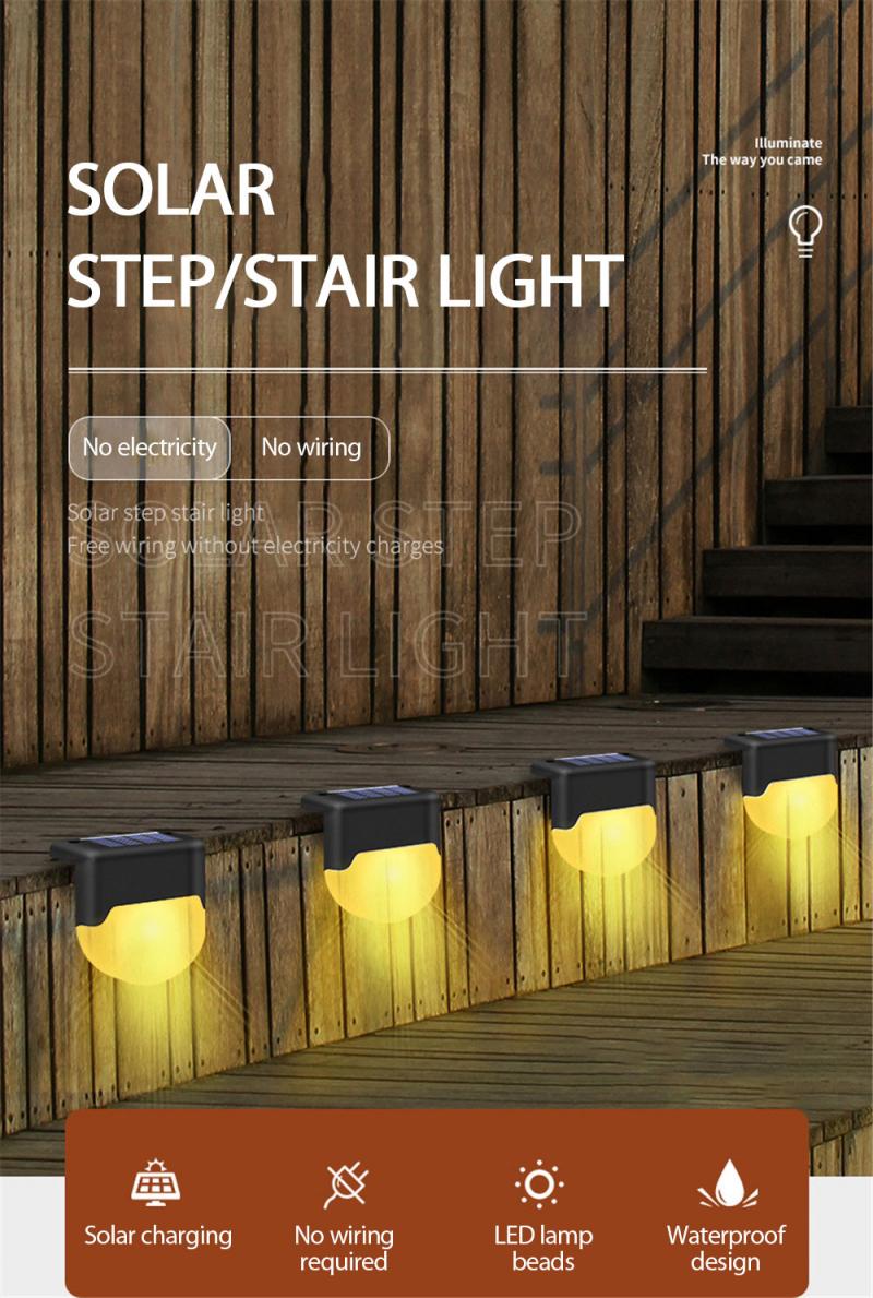 Garden Railing Fence Stair Solar Lights Outdoor Solar Lamps Waterproof Step Light Landscape Light Garden Decoration Solar Led