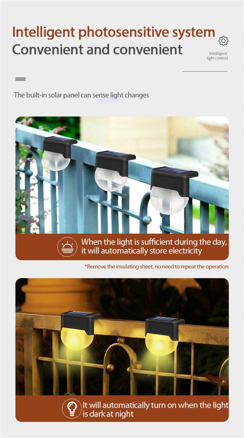 Garden Railing Fence Stair Solar Lights Outdoor Solar Lamps Waterproof Step Light Landscape Light Garden Decoration Solar Led