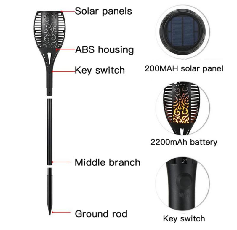 4/10/96 Led Solar Light Outdoor Garden Solar Light Waterproof Flickering Flame Torches Lawn Lamp For Garden Pathway Decoration