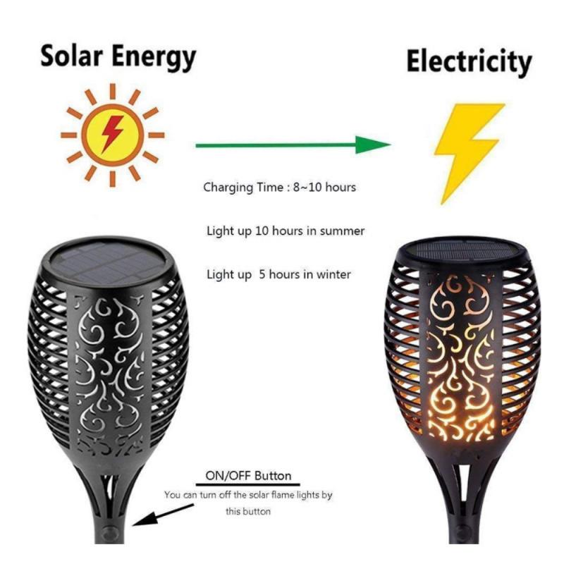 4/10/96 Led Solar Light Outdoor Garden Solar Light Waterproof Flickering Flame Torches Lawn Lamp For Garden Pathway Decoration