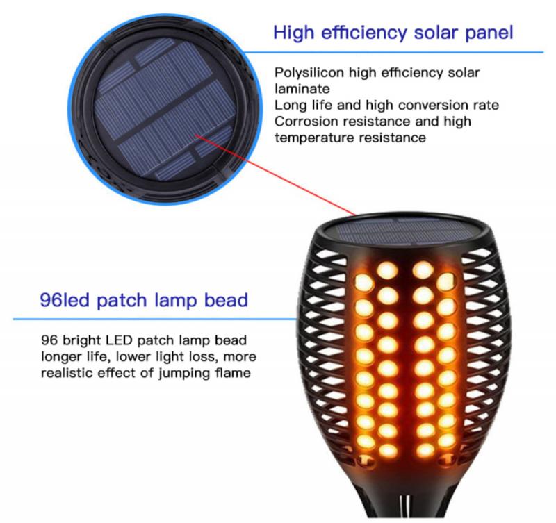 4/10/96 Led Solar Light Outdoor Garden Solar Light Waterproof Flickering Flame Torches Lawn Lamp For Garden Pathway Decoration