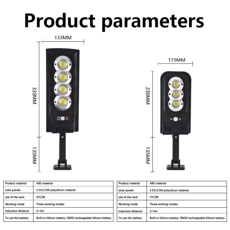 Solar LED Light Outdoor Human Sensor Solar Wall Lamp Waterproof Street Light for Garden Lawn 3 Model Courtyard Street Lighting