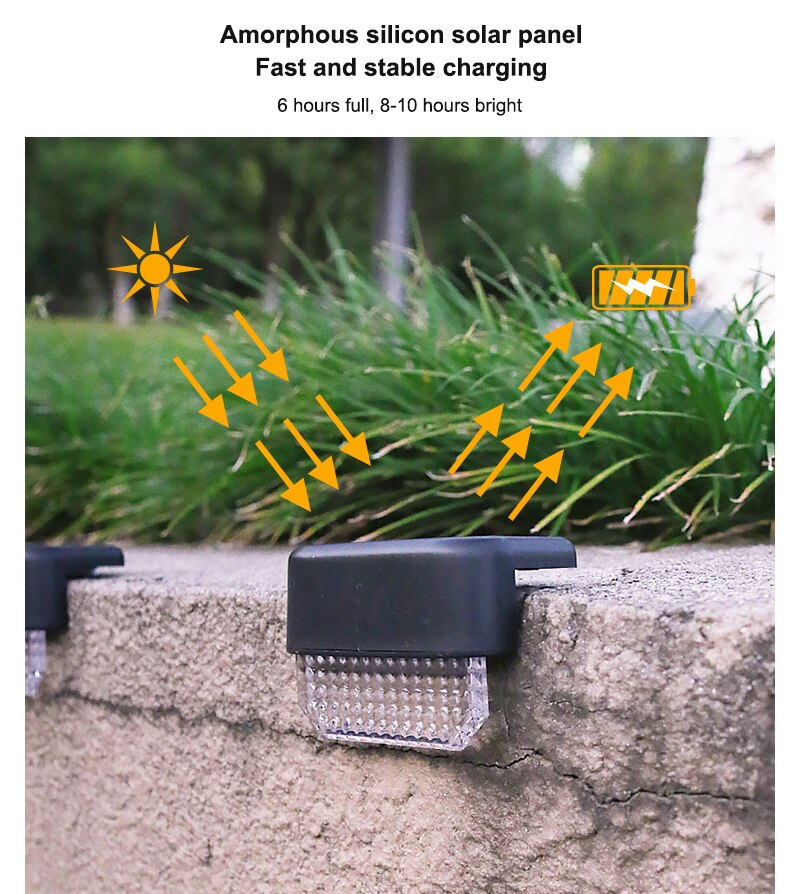 LED Solar Lamp Outdoor Fence Light Wall Stairs LED Outdoor Garden Lamp Solar Stair Light Waterproof Step Light Landscape Light