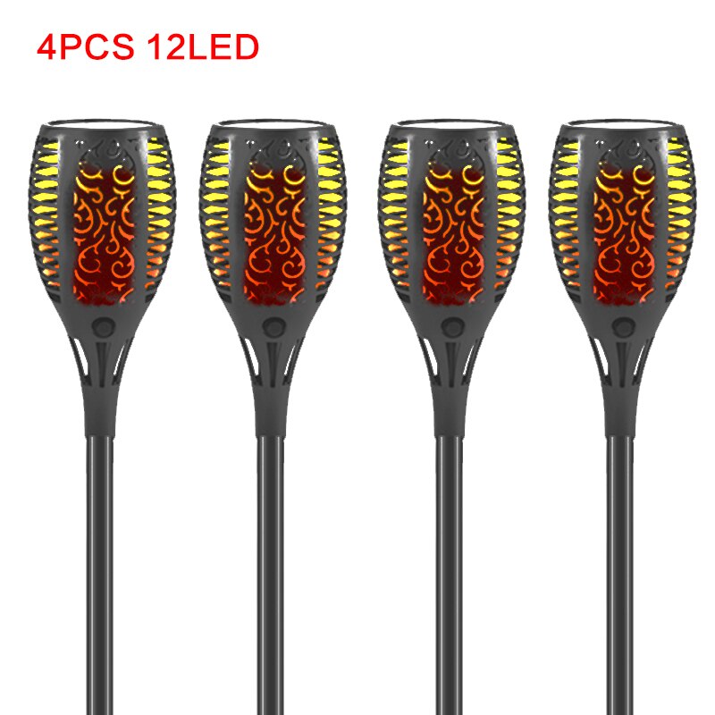 4pc 12LEDs Solar Torch Light Energy Saving Flickering Flame Solar Lights Landscape Decoration Lighting for Garden Patio Pathway