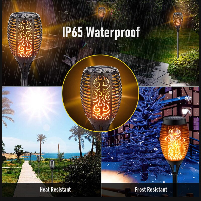 4pc 12LEDs Solar Torch Light Energy Saving Flickering Flame Solar Lights Landscape Decoration Lighting for Garden Patio Pathway