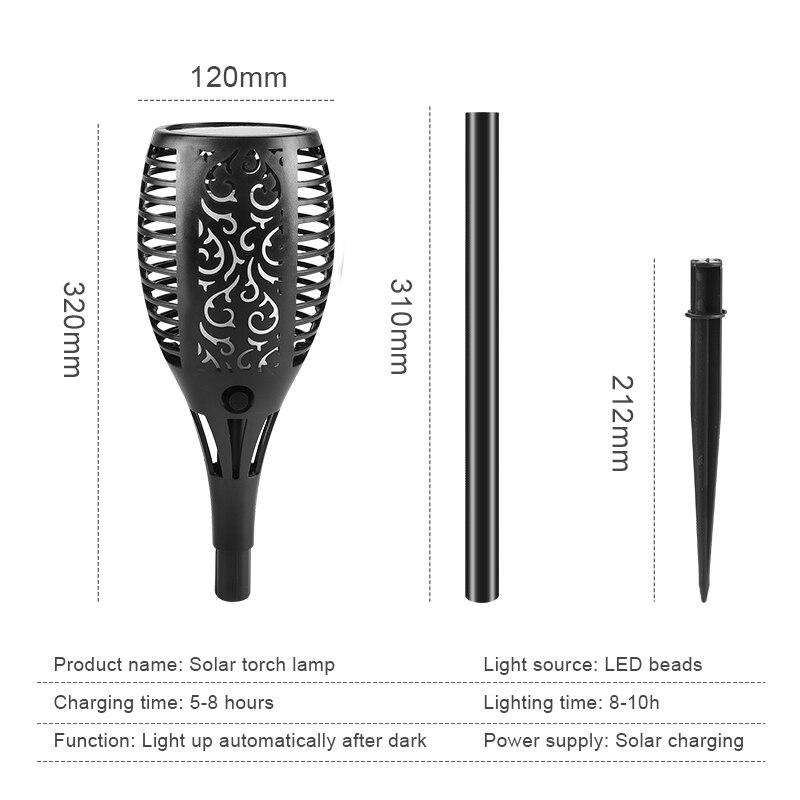 4pc 12LEDs Solar Torch Light Energy Saving Flickering Flame Solar Lights Landscape Decoration Lighting for Garden Patio Pathway