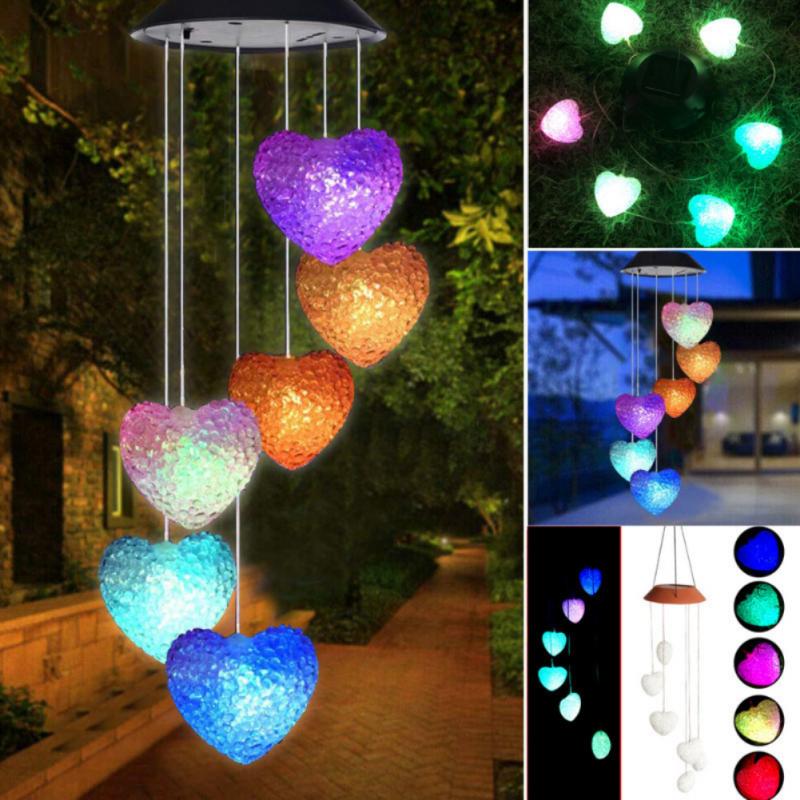 LED Colorful Solar Power Wind Chime Crystal Christmas Decor Outdoor Wind Chime Solar Light for Garden Waterproof Outdoor lamp