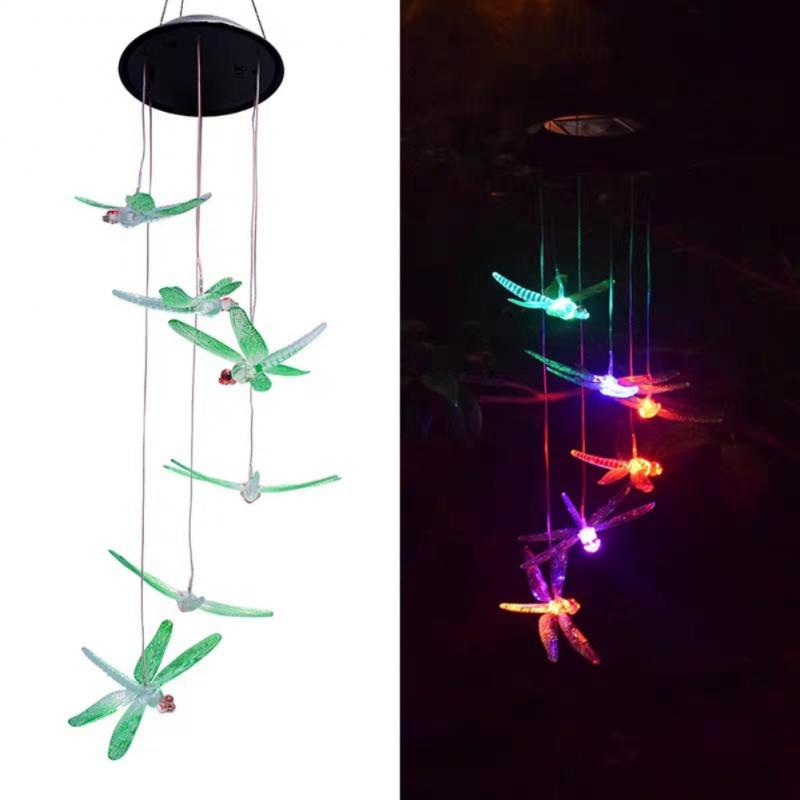 LED Colorful Solar Power Wind Chime Crystal Christmas Decor Outdoor Wind Chime Solar Light for Garden Waterproof Outdoor lamp