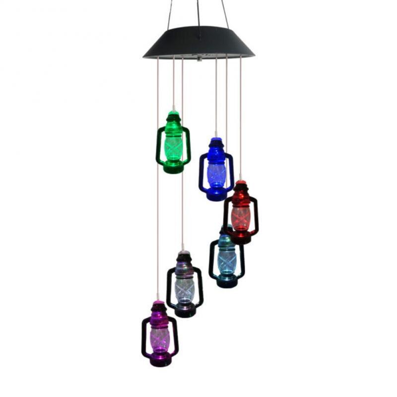 LED Colorful Solar Power Wind Chime Crystal Christmas Decor Outdoor Wind Chime Solar Light for Garden Waterproof Outdoor lamp