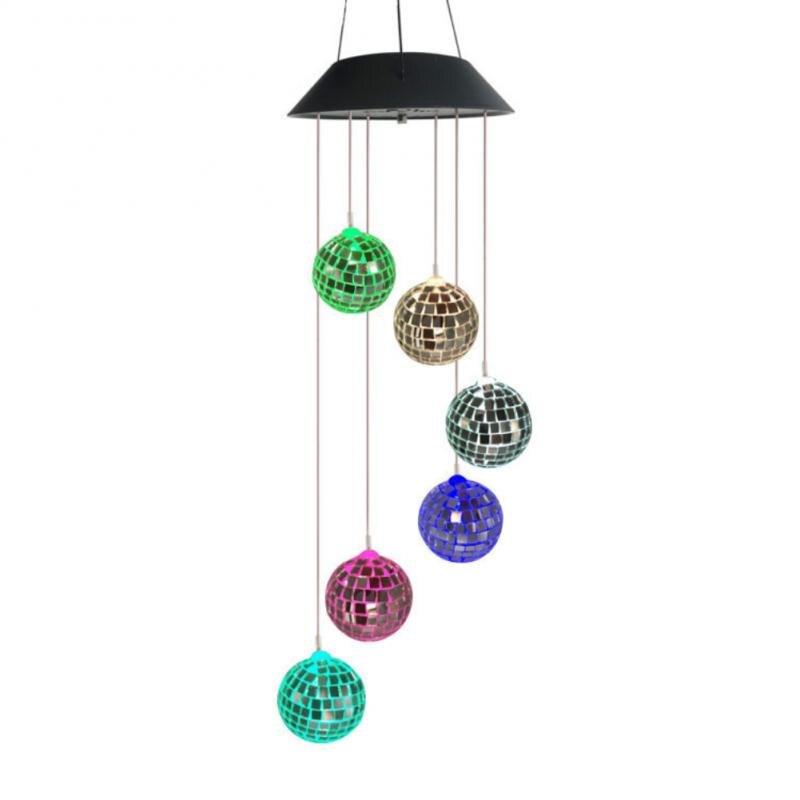 LED Colorful Solar Power Wind Chime Crystal Christmas Decor Outdoor Wind Chime Solar Light for Garden Waterproof Outdoor lamp