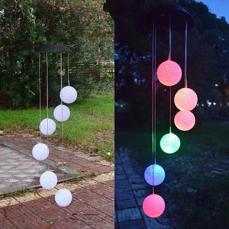 LED Colorful Solar Power Wind Chime Crystal Christmas Decor Outdoor Wind Chime Solar Light for Garden Waterproof Outdoor lamp