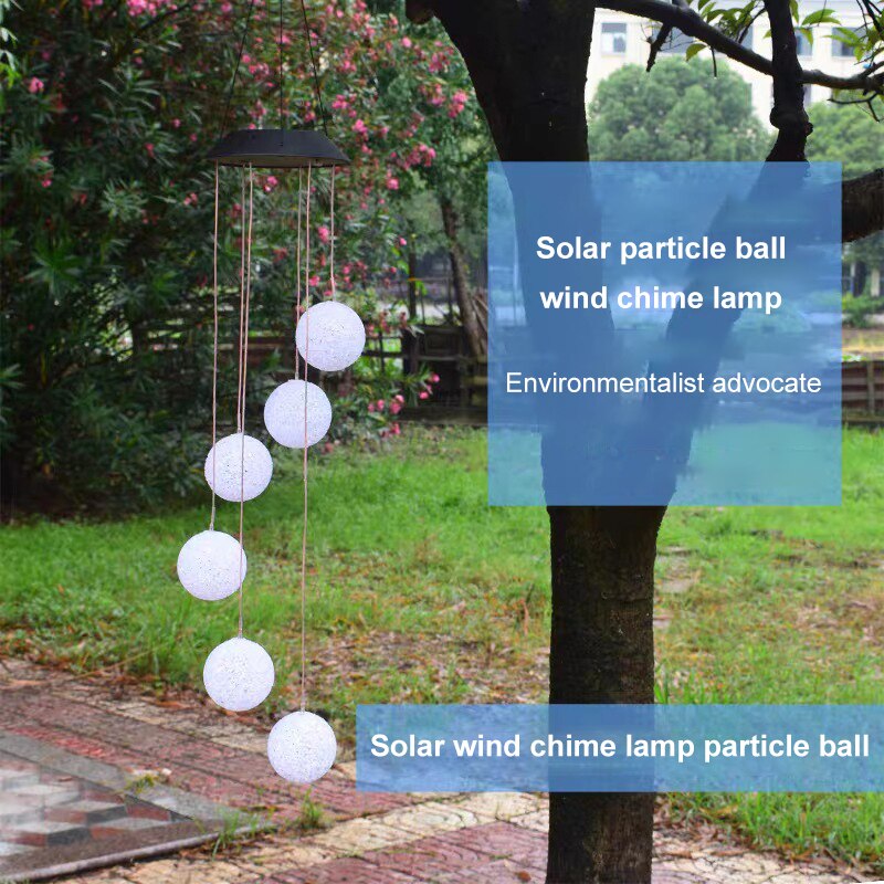 LED Colorful Solar Power Wind Chime Crystal Christmas Decor Outdoor Wind Chime Solar Light for Garden Waterproof Outdoor lamp