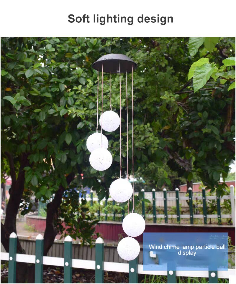 LED Colorful Solar Power Wind Chime Crystal Christmas Decor Outdoor Wind Chime Solar Light for Garden Waterproof Outdoor lamp