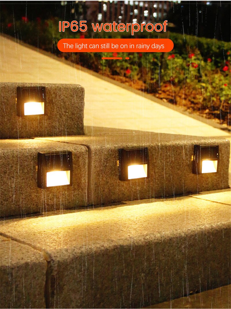 LED Solar Lights Step Lamp Outdoor Lighting Garden Decoration Railing Lamp Wall Stairs Waterproof Fence Lamp Landscape Light