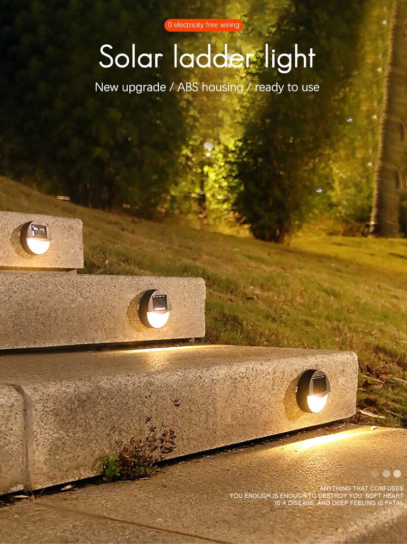 LED Solar Lights Step Lamp Outdoor Lighting Garden Decoration Railing Lamp Wall Stairs Waterproof Fence Lamp Landscape Light