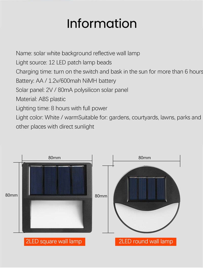 LED Solar Lights Step Lamp Outdoor Lighting Garden Decoration Railing Lamp Wall Stairs Waterproof Fence Lamp Landscape Light