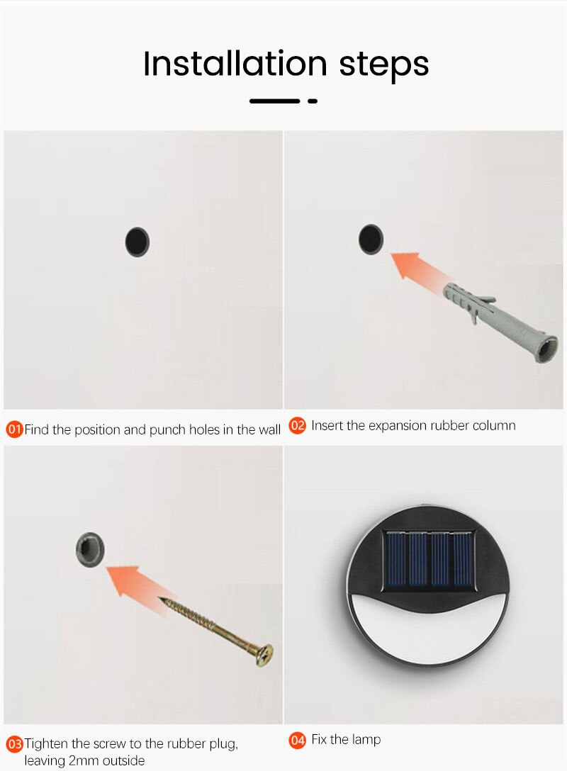 LED Solar Lights Step Lamp Outdoor Lighting Garden Decoration Railing Lamp Wall Stairs Waterproof Fence Lamp Landscape Light