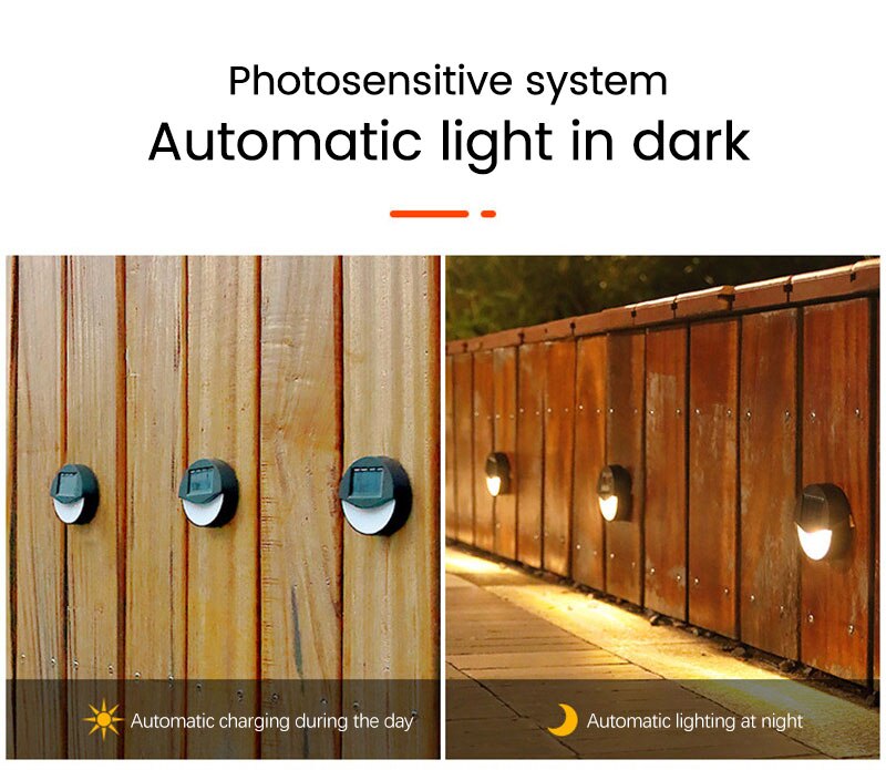LED Solar Lights Step Lamp Outdoor Lighting Garden Decoration Railing Lamp Wall Stairs Waterproof Fence Lamp Landscape Light