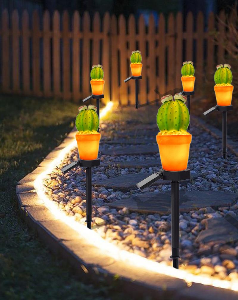 LED Outdoor Solar Lights Lawn Light Solar Changing Ground Lamp IP65 Waterproof Landscape Garden Cactus Decoration Outdoor Lights