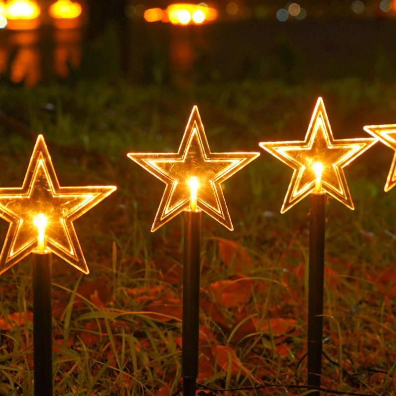 Led Solar Pathway Lights Christmas Lights Snowflakes Stars Solar Ground Plug-in Lamp for Garden yard Christmas Decorations