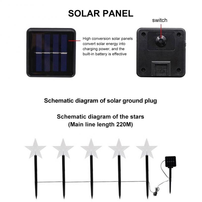 Led Solar Pathway Lights Christmas Lights Snowflakes Stars Solar Ground Plug-in Lamp for Garden yard Christmas Decorations