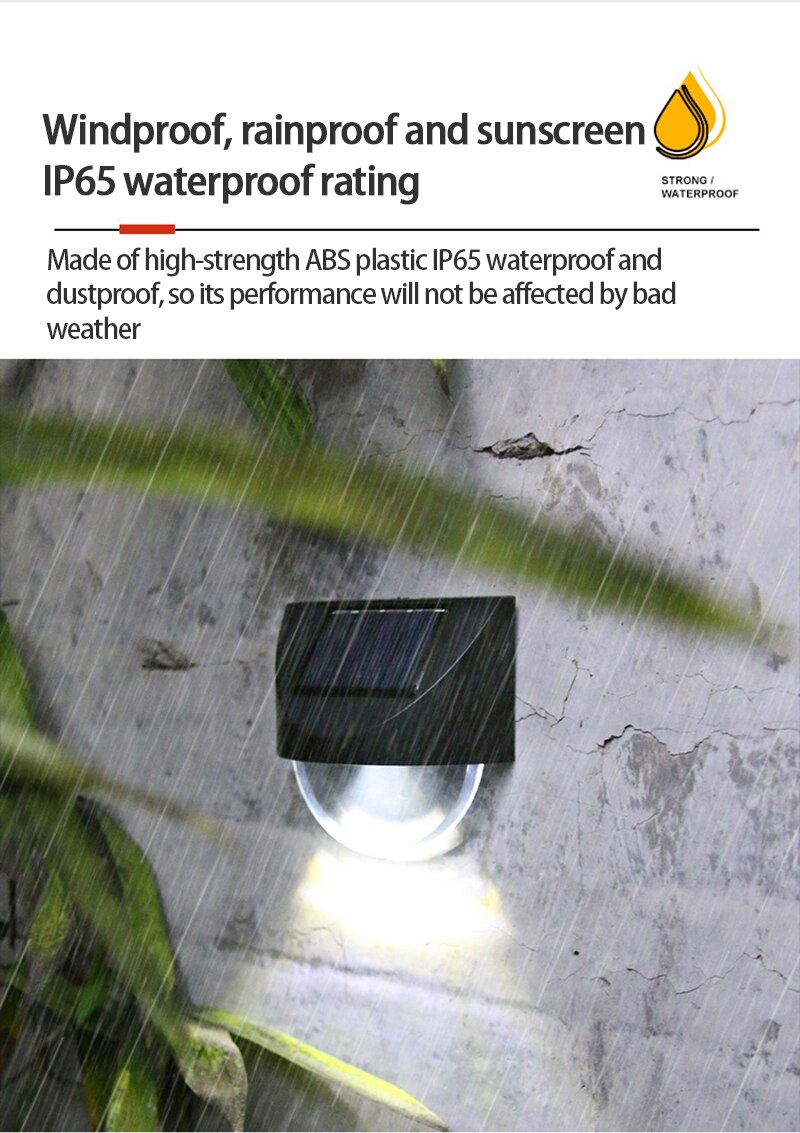 White Light Warm Solar Lamps Suction Wall Stepped Garden Balcony Solar Lamp Outdoor Waterproof Parks Staircase Step Lights