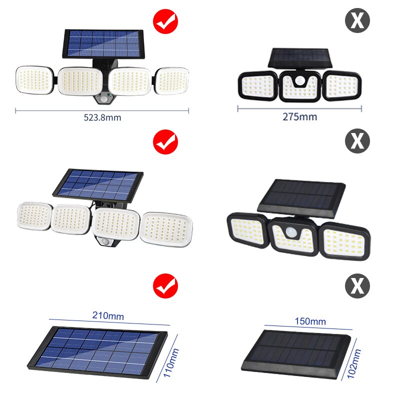Waterproof Solar Light Outdoors 200LED 240COB Four Head Wide Angle Lighting Motion Sensor Solar Lamp Garden Floodlight Wall Lamp