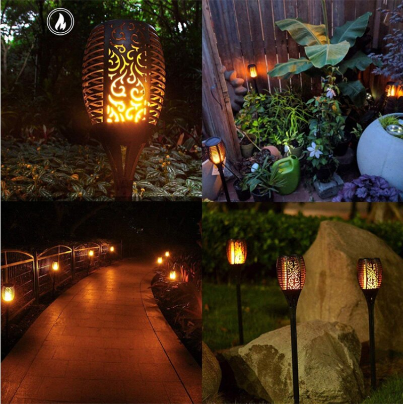 Outdoor Light Torch Solar Light Garden Landscape Pathway Floor LED Lamps Waterproof Solar Powered Flickering Landscaping Lights