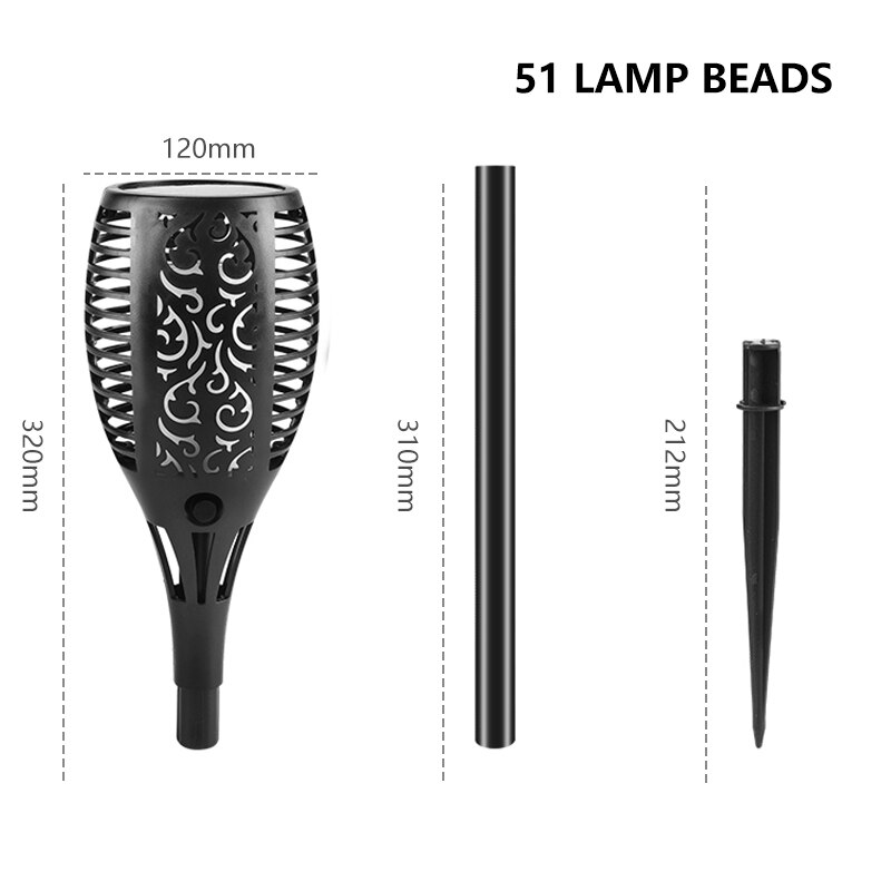Outdoor Light Torch Solar Light Waterproof Solar Powered Flickering Landscaping Lights Garden Landscape Pathway Floor LED Lamps