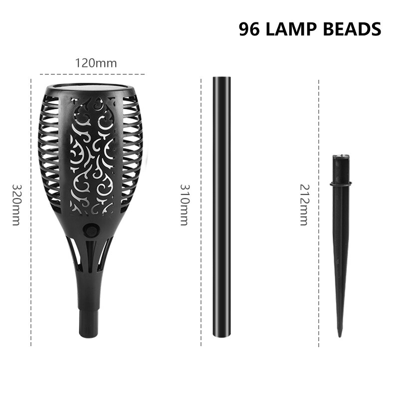Outdoor Light Torch Solar Light Waterproof Solar Powered Flickering Landscaping Lights Garden Landscape Pathway Floor LED Lamps