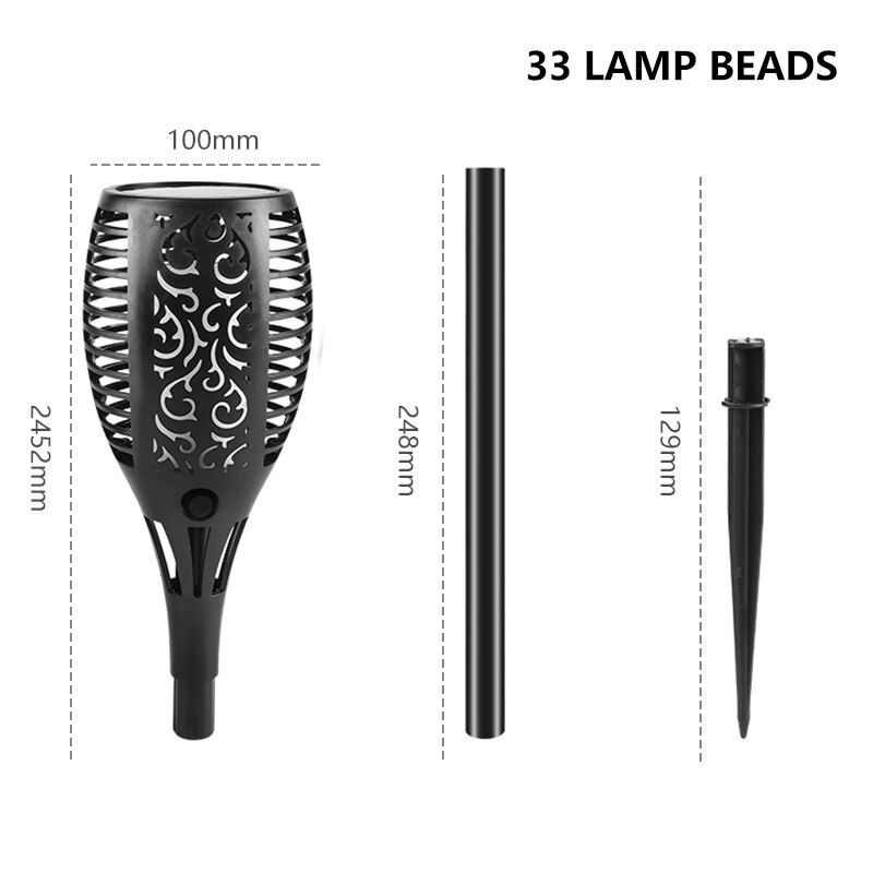 Outdoor Light Torch Solar Light Waterproof Solar Powered Flickering Landscaping Lights Garden Landscape Pathway Floor LED Lamps